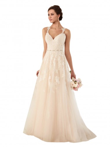 Tulle & Lace Sweetheart Sleeveless Ivory Chapel Train Wedding Dress Ballarat