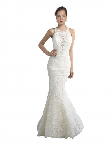 Tulle Illusion Neck Sleeveless Chapel Train Beach Wedding Dress Ballarat