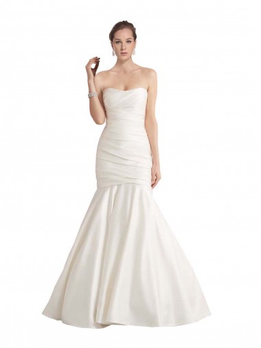 Satin Strapless Sleeveless Low Back Chapel Train Beach Wedding Dress Ballarat