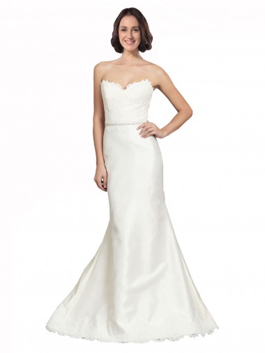 Satin & Lace Sweetheart Sleeveless Ivory Chapel Train Bridal Dress Ballarat