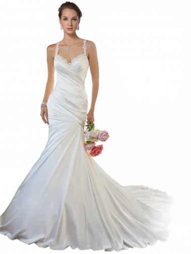 Satin Sweetheart Sleeveless Chapel Train Beach Wedding Gowns Ballarat