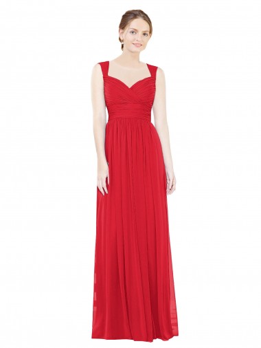 Chiffon Sweetheart Sleeveless Red Long Bridesmaid Dress / Evening Dress Ballarat