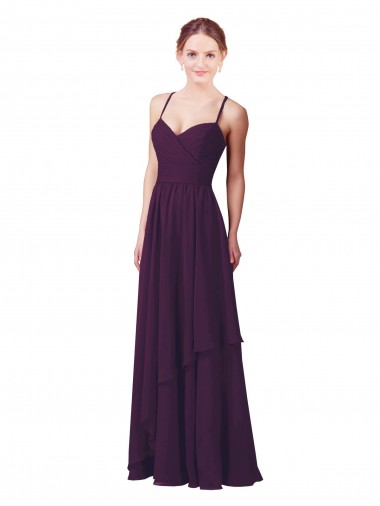 Soft Chiffon Sweetheart Sleeveless Grape Long Bridesmaid Dress Ballarat