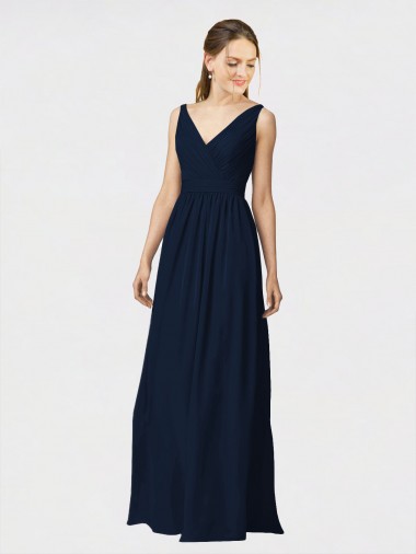 Chiffon V-Neck Sleeveless Long Bridesmaid Dresses / Formal Dresses Ballarat