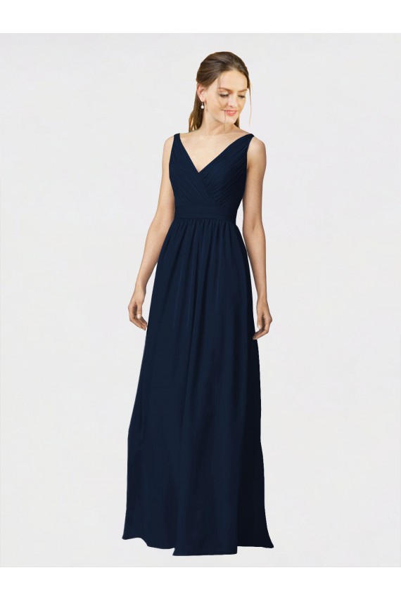 Chiffon V-Neck Sleeveless Long Bridesmaid Dresses / Formal Dresses Ballarat
