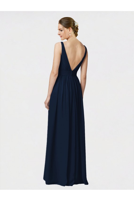 Chiffon V-Neck Sleeveless Long Bridesmaid Dresses / Formal Dresses Ballarat