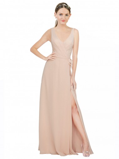 Luxe Chiffon V-Neck Sleeveless Long Bridesmaid Dress / Evening Dress Ballarat