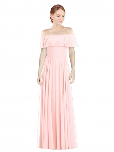 Soft Chiffon Off the Shoulder Sleeveless Long Formal Bridesmaid Dress Ballarat