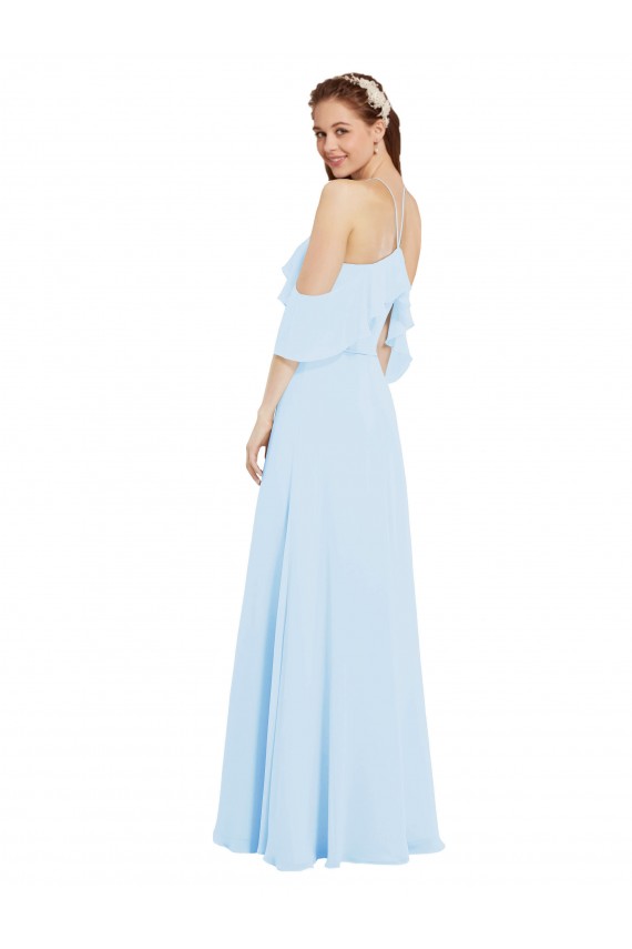 Soft Chiffon Halter Neck Cold Shoulder Long Formal Dress / Bridesmaid Dress Ballarat