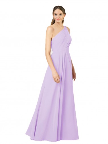 Soft Chiffon One Shoulder Sleeveless Lilac Long Formal Evening Gown / Bridesmaid Dress Ballarat