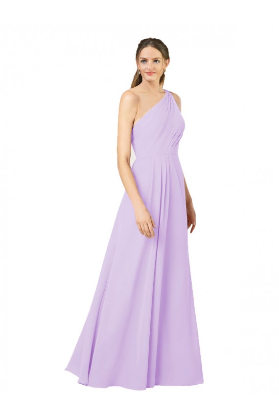 Soft Chiffon One Shoulder Sleeveless Lilac Long Formal Evening Gown / Bridesmaid Dress Ballarat