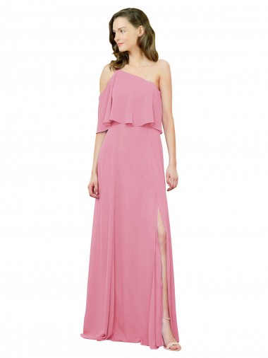 Soft Chiffon One Shoulder Sleeveless Long Bridal Party Dress Ballarat