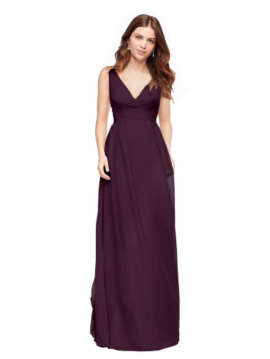 Chiffon V-Neck Sleeveless Grape Long Evening Gowns / Bridesmaid Dresses Ballarat
