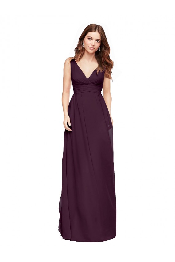 Chiffon V-Neck Sleeveless Grape Long Evening Gowns / Bridesmaid Dresses Ballarat