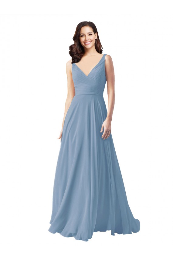 Chiffon V-Neck Sleeveless Long Wedding Party Dress Ballarat