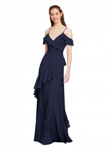 Chiffon Off the Shoulder Sleeveless Long Formal Dresses / Bridesmaid Dresses Ballarat
