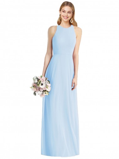 Soft Chiffon Halter Neck Sleeveless Long Semi Formal Evening Dress / Bridesmaid Dress Ballarat