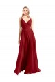 Luxe Chiffon Spaghetti Straps Sleeveless V-Back Red Long Bridesmaid Dress Ballarat