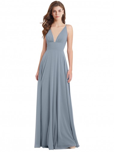 Chiffon V-Neck Sleeveless V-Back Long Bridesmaid Dress / Evening Gowns Ballarat