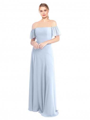 Soft Chiffon Off the Shoulder Flutter Sleeves V-Back Long Formal Dress / Bridesmaid Dress Ballarat