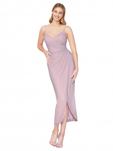 Soft Chiffon Spaghetti Straps Sleeveless V-Back Knee Length High Low Evening Gown / Prom Dress / Bridesmaid Dress Ballarat