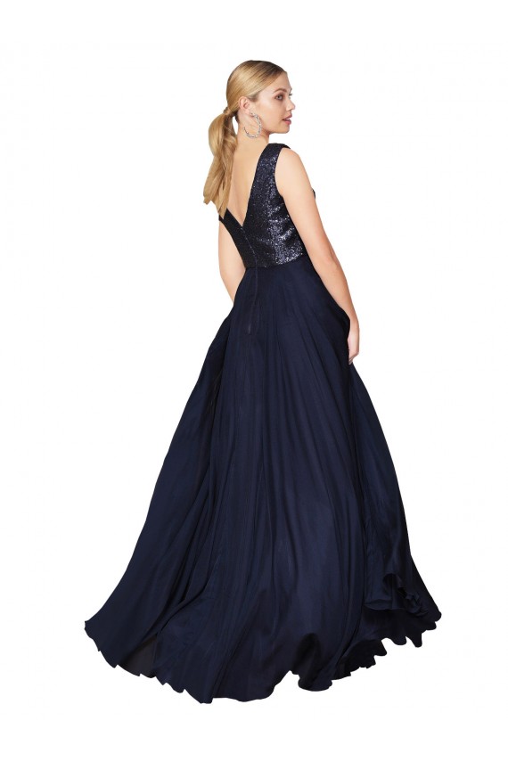 Soft Chiffon & Sequin V-Neck Sleeveless V-Back Long Semi Formal Evening Gown / Prom Dress / Bridesmaid Dress Ballarat