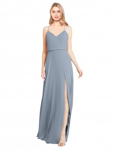 Soft Chiffon Off the Shoulder Sleeveless Open Back Long Bridesmaid Gowns Ballarat
