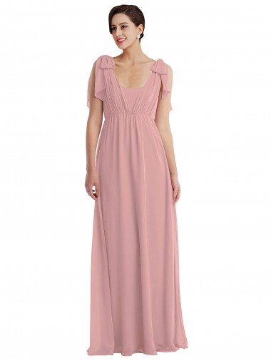 Soft Chiffon Halter Neck Sleeveless Dusty Pink Long Semi Formal Evening Dress / Bridesmaid Dress Ballarat