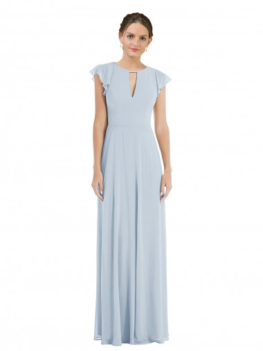 Soft Chiffon Bateau Neck Flutter Sleeves V-Back Long Formal Evening Gown / Bridesmaid Dress Ballarat