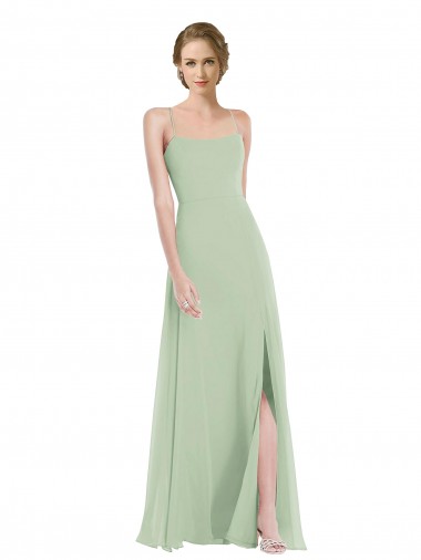 Soft Chiffon Scoop Neck Sleeveless Open Back Long Semi Formal Evening Dress / Bridesmaid Dress Ballarat