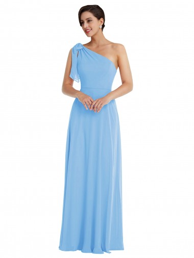 Soft Chiffon One Shoulder Sleeveless Long Semi Formal Evening Dress / Bridesmaid Dress Ballarat