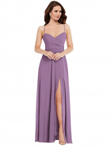 Soft Chiffon Spaghetti Straps Sleeveless Low Back Long Bridesmaid Dress / Formal Dress Ballarat