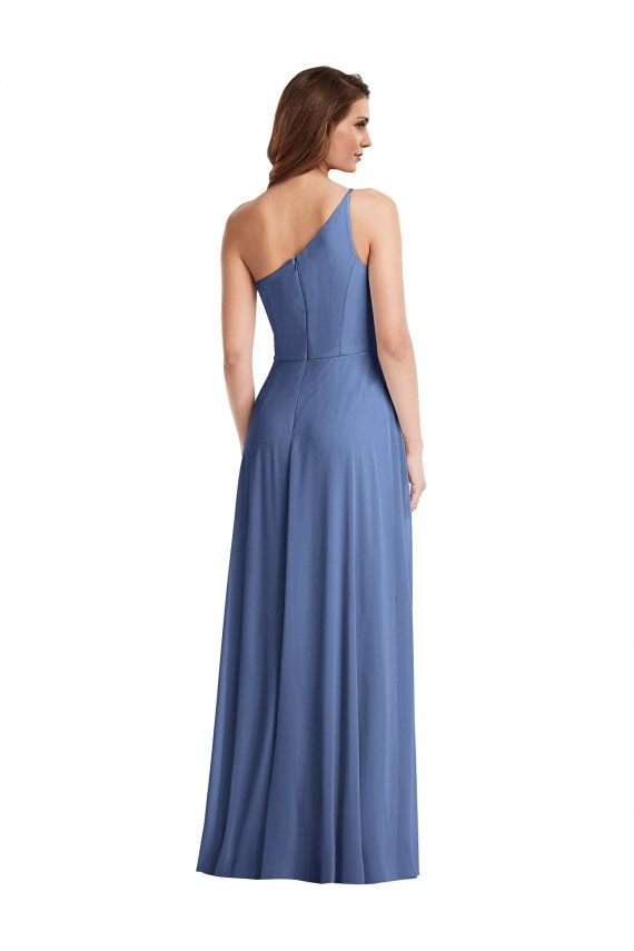 Soft Chiffon One Shoulder Sleeveless Windsor Blue Long Formal Evening Gown / Bridesmaid Dress Ballarat