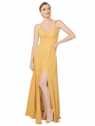 Chiffon V-Neck Sleeveless Open Back Long Bridesmaid Dress / Evening Dress Ballarat