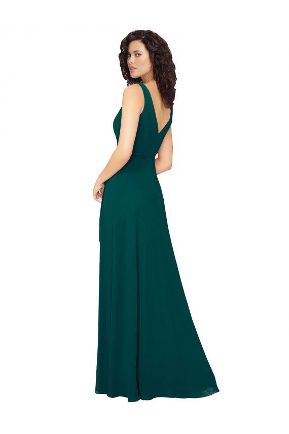 Chiffon V-Neck Sleeveless V-Back Hunter Long Evening Gowns / Bridesmaid Dresses Ballarat