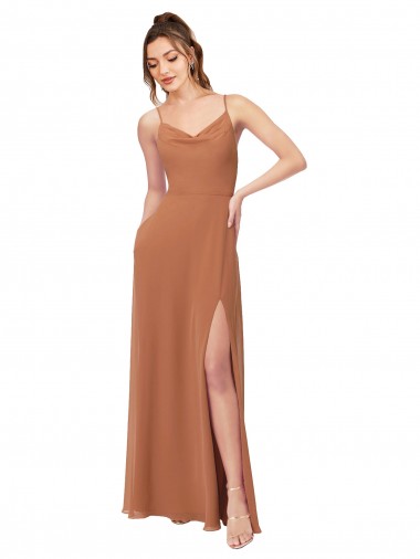 Soft Chiffon Cowl Neck Sleeveless Low Back Long Bridesmaid Dress Ballarat