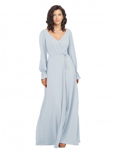 Soft Chiffon V-Neck Long Sleeves Long Formal Dress / Bridesmaid Dress Ballarat