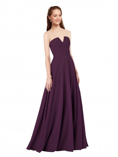 Soft Chiffon Strapless Sleeveless Low Back Long Formal Dress / Bridesmaid Dress Ballarat