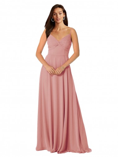 Lxue Chiffon V-Neck Sleeveless V-Back Bliss Pink Long Bridesmaid Dress Ballarat