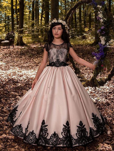 Satin & Lace Sweetheart Sleeveless Long Flower Girl Dress for Wedding Ballarat
