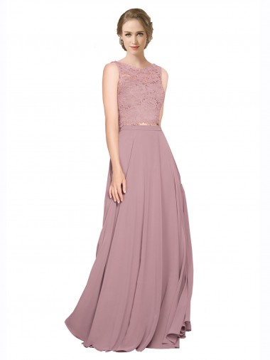 Soft Chiffon & Lace Illusion Neck Sleeveless Long Black Tie Prom Dress / Bridesmaid Dress Ballarat