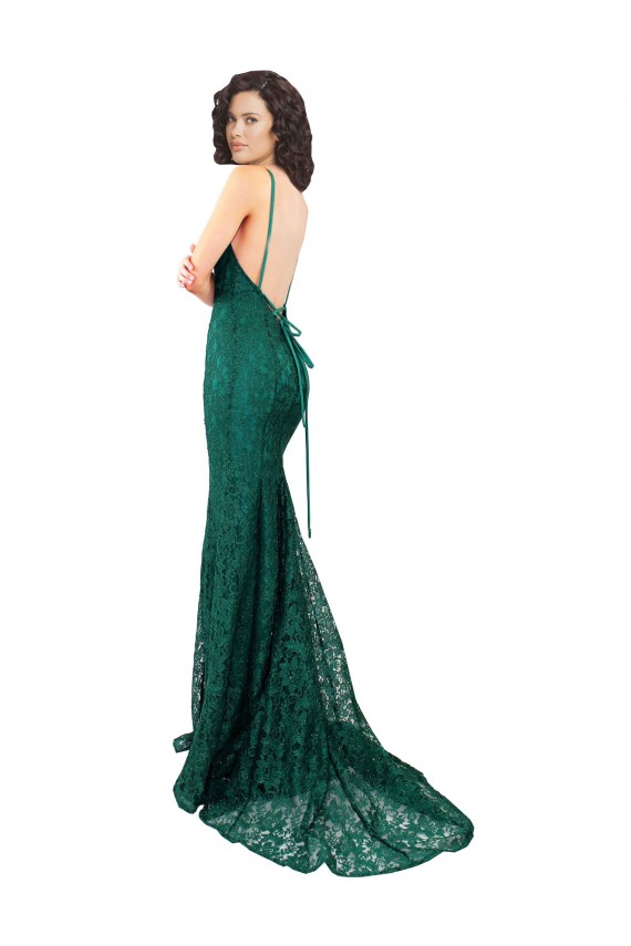Lace V-Neck Sleeveless Open Back Long Black Tie Evening Gown / Prom Dress / Bridesmaid Dress Ballarat