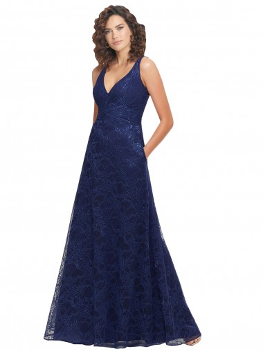 Lace V-Neck Sleeveless Low Back Long Bridesmaid Dress Ballarat