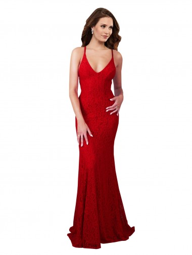 Lace V-Neck Sleeveless Open Back Long Formal Dress / Bridesmaid Dress Ballarat