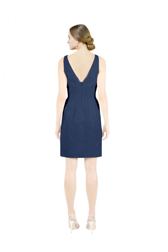 Satin V-Neck Sleeveless Open Back Knee Length Evening Gown / Bridesmaid Dress Ballarat
