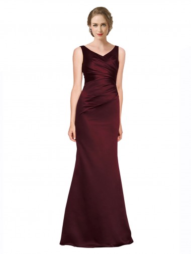 Satin V-Neck Sleeveless Low Back Long Black Tie Evening Gown / Prom Dress / Bridesmaid Dress Ballarat