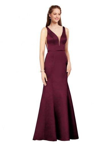 Satin V-Neck Sleeveless V-Back Long Formal Evening Gown / Prom Dress / Bridesmaid Dress Ballarat