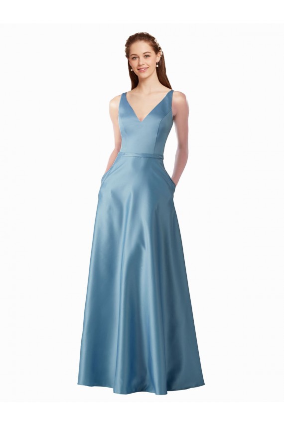 Satin High Neck Sleeveless Long Black Tie Prom Dress / Bridesmaid Dress Ballarat