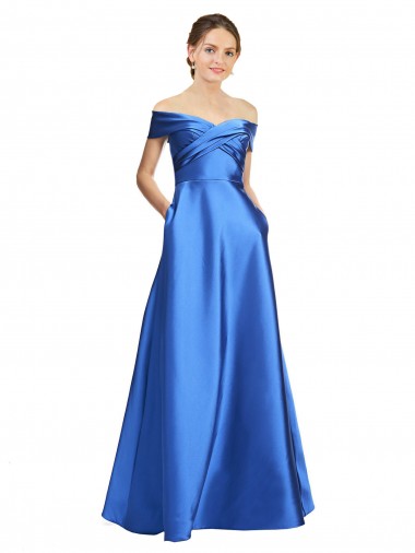 Satin Off the Shoulder Sleeveless Long Black Tie Evening Gown / Prom Dress / Bridesmaid Dress Ballarat