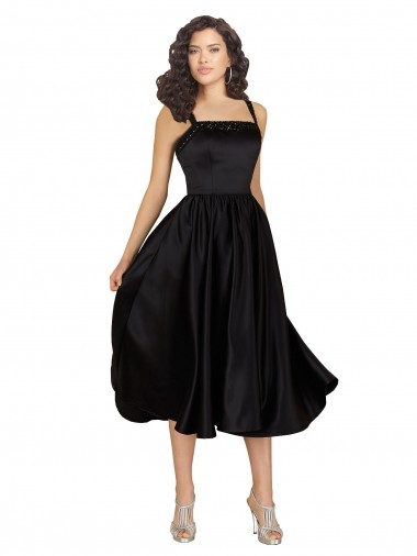 Satin Square Neck Sleeveless Knee Length Prom Dress / Bridesmaid Dress Ballarat